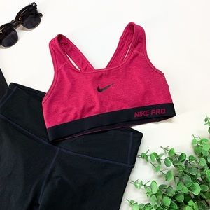 Nike Pro Dry-Fit Racerback Heather Pink Logo Sports Bra
